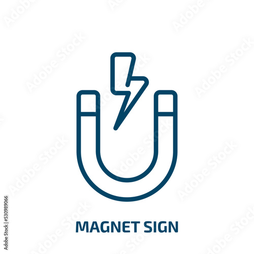 magnet sign icon from user interface collection. Thin linear magnet sign, magnet, tool outline icon isolated on white background. Line vector magnet sign sign, symbol for web and mobile