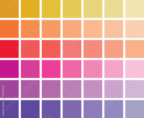 Color swatch. Warm shades. Vector illustration.