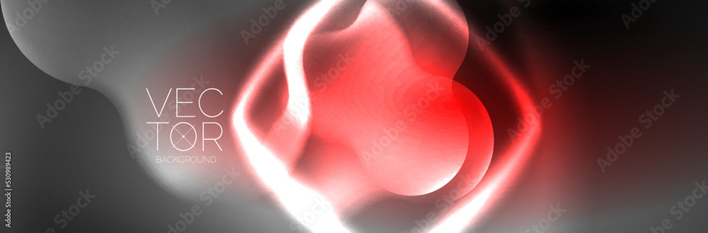 Glowing neon lights abstract shapes composition. Magic energy concept. Template for wallpaper, banner, background or landing Glowing neon lights abstract shapes composition. Magic energy concept. Template for wallpaper, banner, background or landing