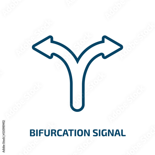 bifurcation signal icon from user interface collection. Thin linear bifurcation signal, arrow, bifurcation outline icon isolated on white background. Line vector bifurcation signal sign, symbol for