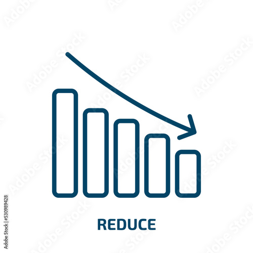 reduce icon from user interface collection. Thin linear reduce, arrow, ecology outline icon isolated on white background. Line vector reduce sign, symbol for web and mobile