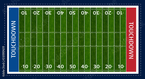 American football stadium vector illustration. Football field. Sport background. Match result template.