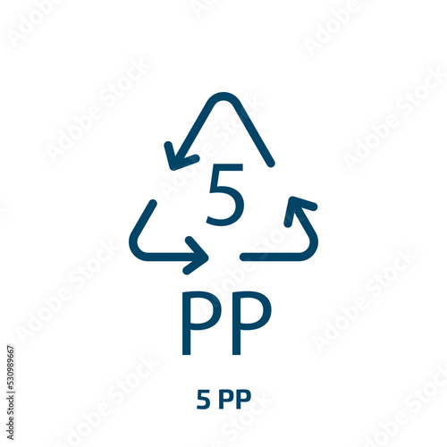 5 pp icon from user interface collection. Thin linear 5 pp, recycling, pp outline icon isolated on white background. Line vector 5 pp sign, symbol for web and mobile