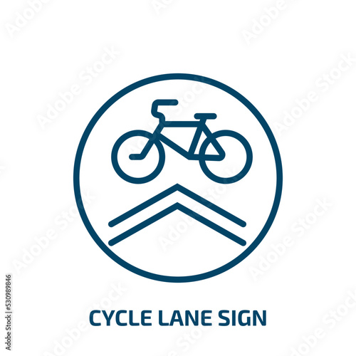 cycle lane sign icon from traffic signs collection. Thin linear cycle lane sign, bicycle, lane outline icon isolated on white background. Line vector cycle lane sign sign, symbol for web and mobile