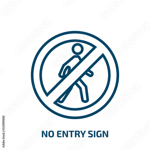 no entry sign icon from traffic signs collection. Thin linear no entry sign, warning, stop outline icon isolated on white background. Line vector no entry sign sign, symbol for web and mobile