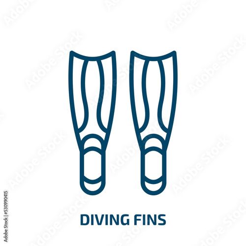 diving fins icon from summer collection. Thin linear diving fins, fin, water outline icon isolated on white background. Line vector diving fins sign, symbol for web and mobile