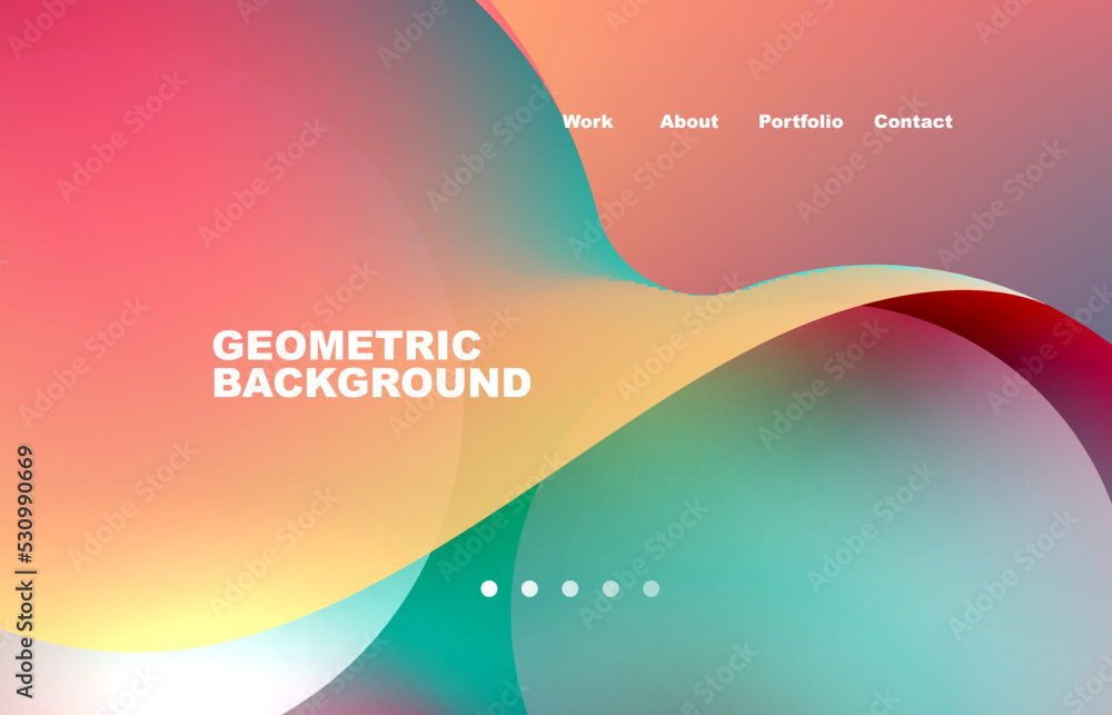 Landing page abstract liquid background. Flowing shapes, round design and circle. Web page for website or mobile app wallpaper Landing page abstract liquid background. Flowing shapes, round design and circle. Web page for website or mobile app wallpaper