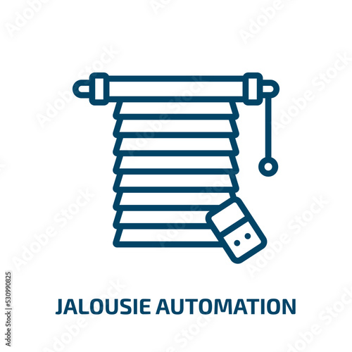 jalousie automation icon from smart home collection. Thin linear jalousie automation, jalousie, control outline icon isolated on white background. Line vector jalousie automation sign, symbol for web