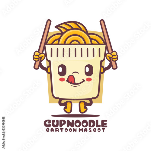 cup noodle cartoon mascot. food vector illustration