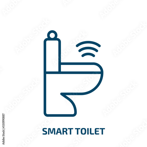 smart toilet icon from smart home collection. Thin linear smart toilet, bathroom, toilet outline icon isolated on white background. Line vector smart toilet sign, symbol for web and mobile