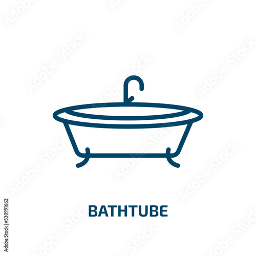 bathtube icon from holidays collection. Thin linear bathtube, shower, bath outline icon isolated on white background. Line vector bathtube sign, symbol for web and mobile