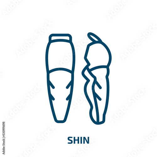 shin icon from hockey collection. Thin linear shin, bright, shine outline icon isolated on white background. Line vector shin sign, symbol for web and mobile