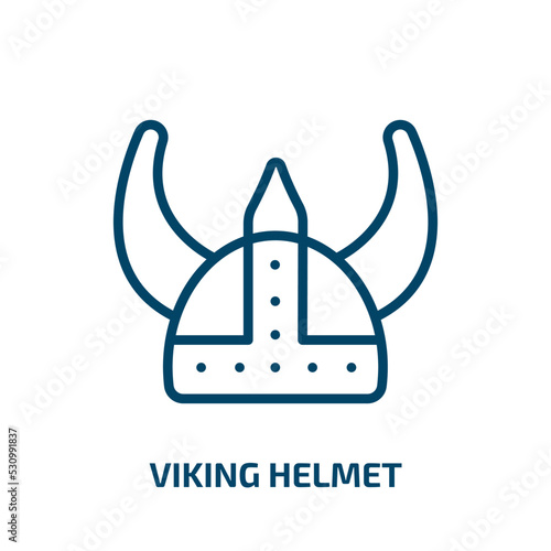 viking helmet icon from history collection. Thin linear viking helmet, viking, ancient outline icon isolated on white background. Line vector viking helmet sign, symbol for web and mobile