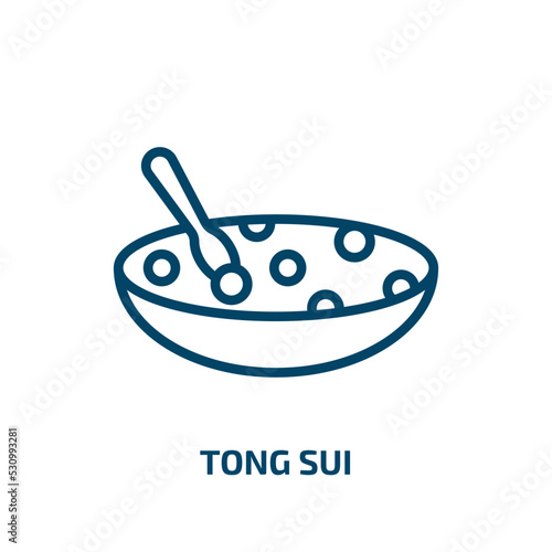 tong sui icon from food and restaurant collection. Thin linear tong sui, tong, simple outline icon isolated on white background. Line vector tong sui sign, symbol for web and mobile