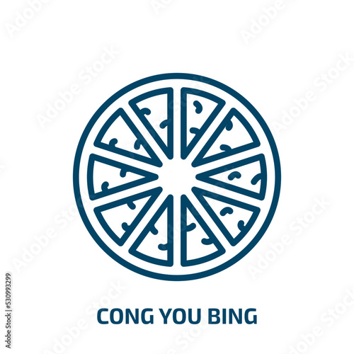 cong you bing icon from food and restaurant collection. Thin linear cong you bing, cong, keg outline icon isolated on white background. Line vector cong you bing sign, symbol for web and mobile