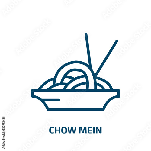chow mein icon from food collection. Thin linear chow mein, lunch, chinese outline icon isolated on white background. Line vector chow mein sign, symbol for web and mobile