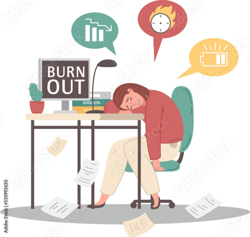 Cartoon Professional Burnout Illustration