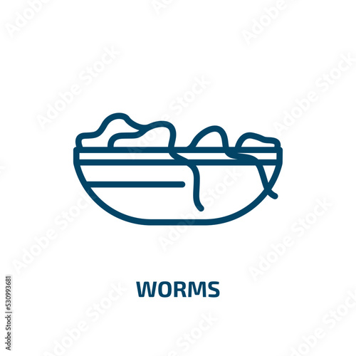 worms icon from food collection. Thin linear worms, worm, insect outline icon isolated on white background. Line vector worms sign, symbol for web and mobile