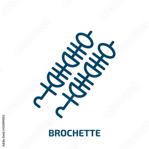 brochette icon from food collection. Thin linear brochette, grill, meat outline icon isolated on white background. Line vector brochette sign, symbol for web and mobile