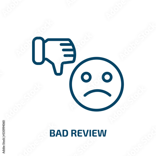 bad review icon from feedback collection. Thin linear bad review, bad, review outline icon isolated on white background. Line vector bad review sign, symbol for web and mobile