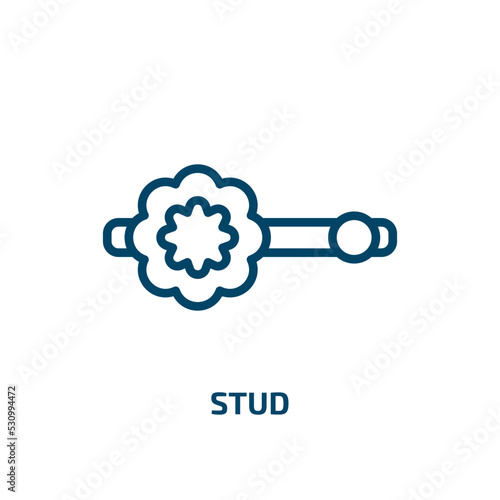 stud icon from fashion collection. Thin linear stud, equipment, mechanic outline icon isolated on white background. Line vector stud sign, symbol for web and mobile