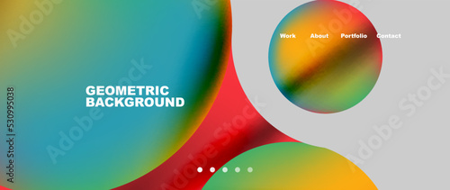 Flowing gradient colors and round elements and circles. Vector illustration for wallpaper, banner, background, leaflet, catalog, cover, flyer