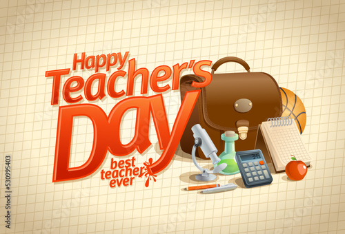 Happy Teacher's day card, banner or poster design, best teacher ever