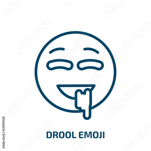 drool emoji icon from emoji collection. Thin linear drool emoji, emoticon, emotion outline icon isolated on white background. Line vector drool emoji sign, symbol for web and mobile