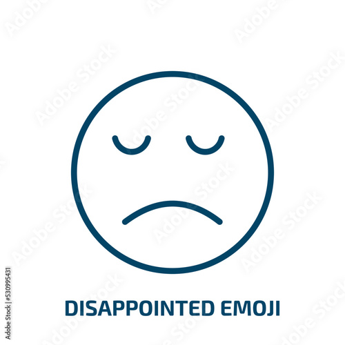 disappointed emoji icon from emoji collection. Thin linear disappointed emoji, disappointed, angry outline icon isolated on white background. Line vector disappointed emoji sign, symbol for web and