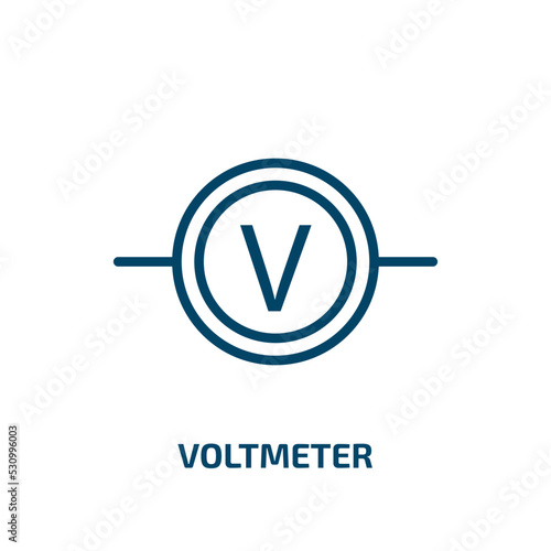 voltmeter icon from electrian connections collection. Thin linear voltmeter, battery, power outline icon isolated on white background. Line vector voltmeter sign, symbol for web and mobile