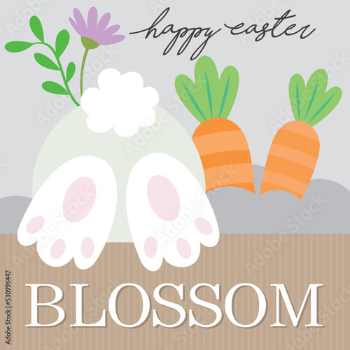 happy easter card with bunny and carrots