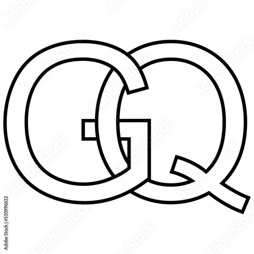Logo sign gq qg icon nft interlaced letters g q
