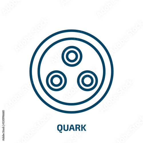 quark icon from edit tools collection. Thin linear quark, proton, electron outline icon isolated on white background. Line vector quark sign, symbol for web and mobile