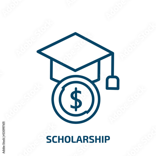 scholarship icon from e learning and education collection. Thin linear scholarship, college, school outline icon isolated on white background. Line vector scholarship sign, symbol for web and mobile