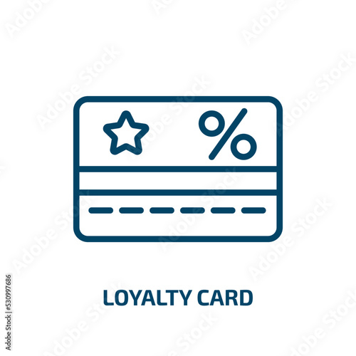 loyalty card icon from e commerce and payment collection. Thin linear loyalty card, card, gift outline icon isolated on white background. Line vector loyalty card sign, symbol for web and mobile