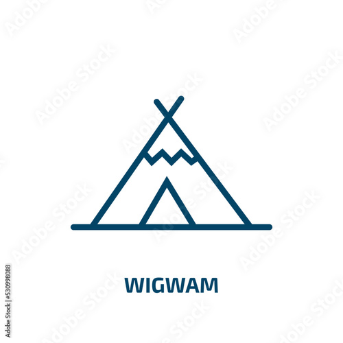 wigwam icon from desert collection. Thin linear wigwam, american, culture outline icon isolated on white background. Line vector wigwam sign, symbol for web and mobile