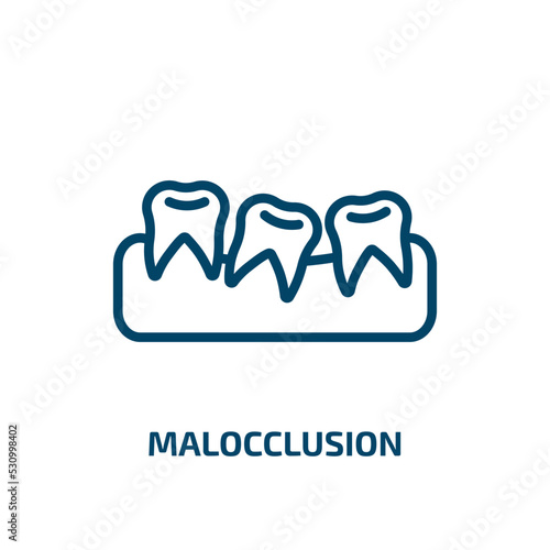 malocclusion icon from dentist collection. Thin linear malocclusion, dentist, dentistry outline icon isolated on white background. Line vector malocclusion sign, symbol for web and mobile