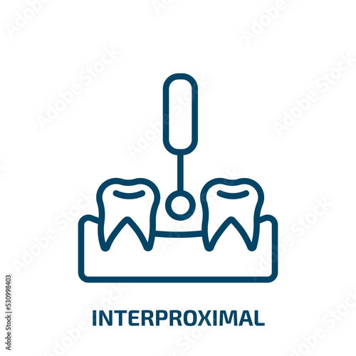 interproximal icon from dentist collection. Thin linear interproximal, mouth, oral outline icon isolated on white background. Line vector interproximal sign, symbol for web and mobile
