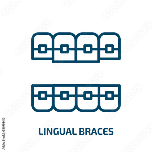 lingual braces icon from dentist collection. Thin linear lingual braces, braces, dental outline icon isolated on white background. Line vector lingual braces sign, symbol for web and mobile
