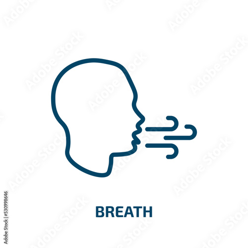 breath icon from dentist collection. Thin linear breath, medical, respiratory outline icon isolated on white background. Line vector breath sign, symbol for web and mobile