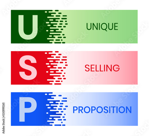 USP - Unique Selling Proposition . business concept background. vector illustration concept with keywords and icons.