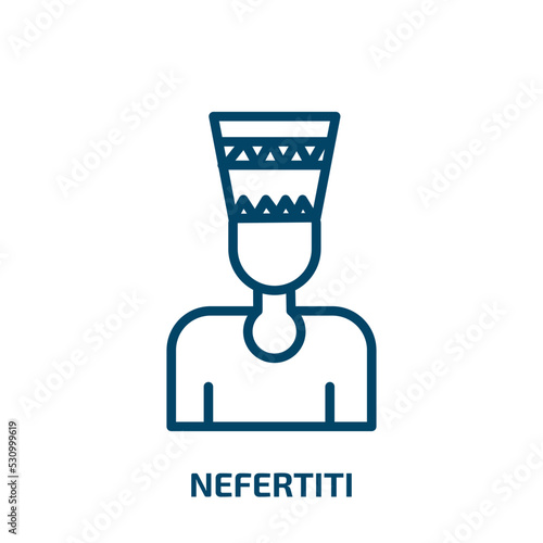 nefertiti icon from culture collection. Thin linear nefertiti, pharaoh, ancient outline icon isolated on white background. Line vector nefertiti sign, symbol for web and mobile