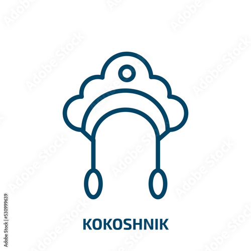 kokoshnik icon from culture collection. Thin linear kokoshnik, balalaika, spoon outline icon isolated on white background. Line vector kokoshnik sign, symbol for web and mobile
