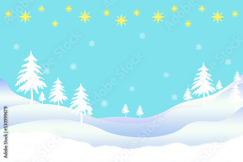 木と星、雪景色の背景 © krarte
