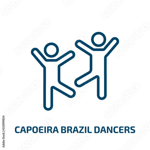 capoeira brazil dancers icon from culture collection. Thin linear capoeira brazil dancers, capoeira, dance outline icon isolated on white background. Line vector capoeira brazil dancers sign, symbol