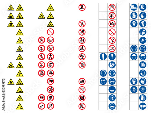 UNI EN ISO 7010/2012 Segnaletica aziendale di pericolo per cantieri e aziende divieti  photo