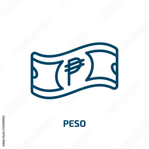 peso icon from cryptocurrency collection. Thin linear peso, cash, money outline icon isolated on white background. Line vector peso sign, symbol for web and mobile