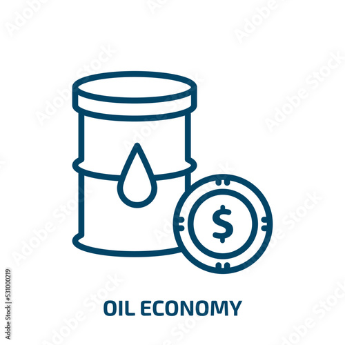oil economy icon from cryptocurrency collection. Thin linear oil economy, economy, industry outline icon isolated on white background. Line vector oil economy sign, symbol for web and mobile