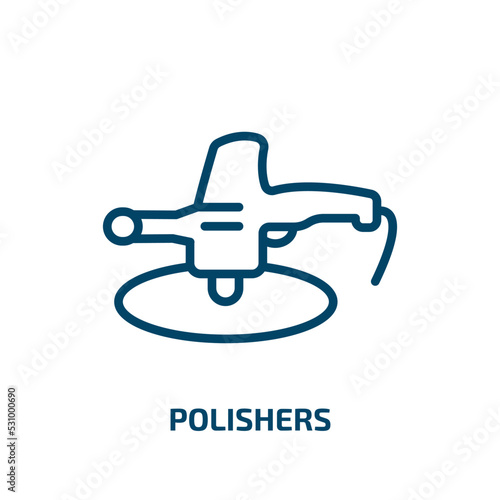 polishers icon from construction tools collection. Thin linear polishers, brush, bottle outline icon isolated on white background. Line vector polishers sign, symbol for web and mobile