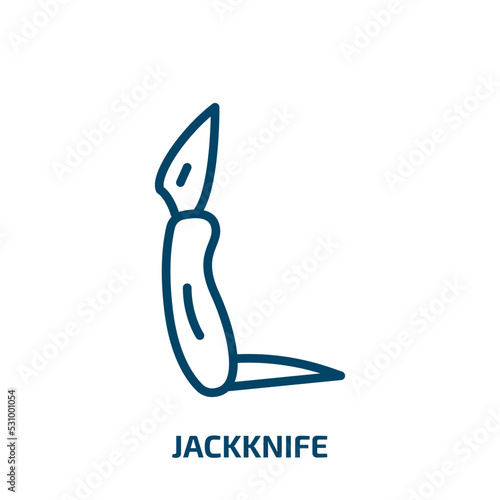 jackknife icon from construction and tools collection. Thin linear jackknife, nature, collection outline icon isolated on white background. Line vector jackknife sign, symbol for web and mobile